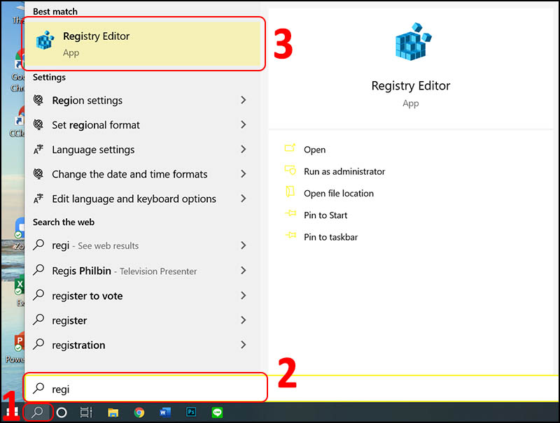 Mở Registry Editor 